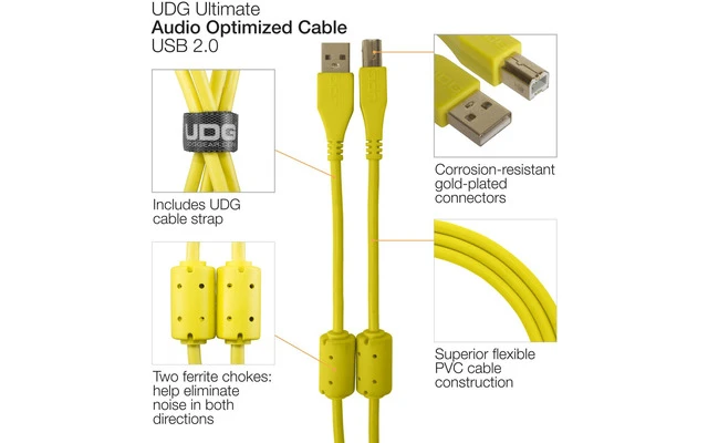 UDG Ultimate Cable USB 2.0 - Tipo A >> B - Amarillo - 3 metros